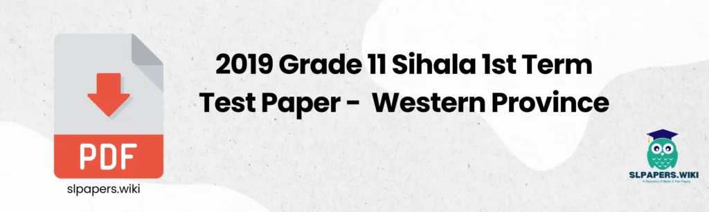 2019 Grade 11 Sihala 1st Term Test Paper - Western Province