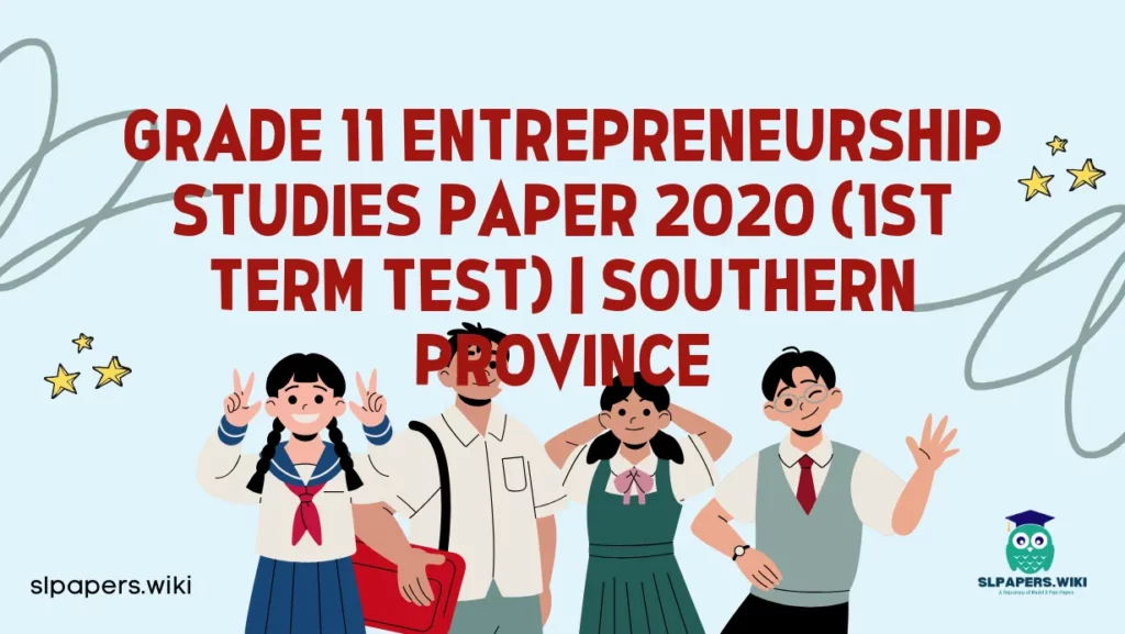 Download Grade 11 Entrepreneurship Studies Paper 2020 (1st Term Test) | Southern Province